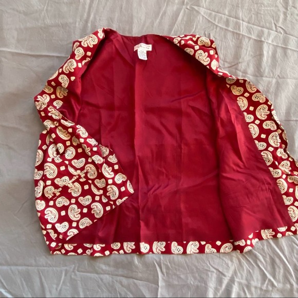 TRUE VINTAGE Talbots M Deep Red Paisley Button Front Lined Waistcoat Vest - Picture 7 of 11